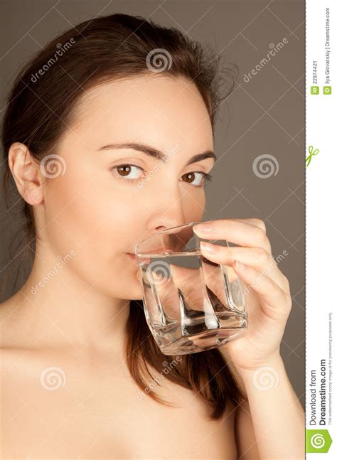 Beautiful Nude Woman Drinking A Water Stock Image Image Of Naked Liquid 22974421