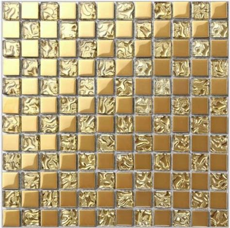 Electroplated Gold Glass Mosaic Kitchen Backsplash Tile Cgmt1904