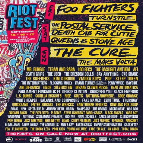 Riot Fest Announces 2023 Lineup Featuring Foo Fighters The Cure The