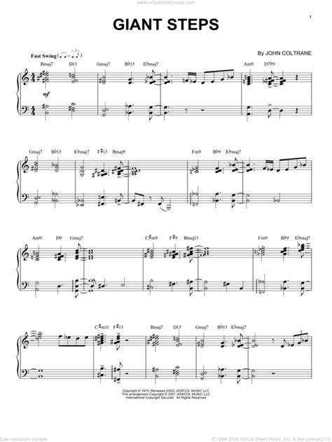 Giant Steps Sheet Music For Piano Solo Pdf Interactive