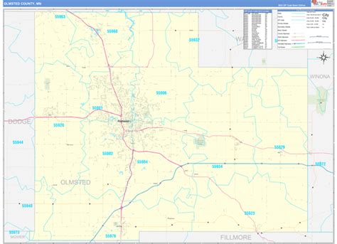 Olmsted County Mn Zip Code Wall Map Basic Style By Marketmaps Mapsales