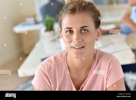Portrait Of Student Girl In Training Class Stock Photo Alamy