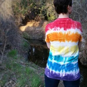 Gay Pride Flag Rainbow Stripes Unisex Tie Dye T Shirt Customizable Pattern Sizes Adult S 6XL