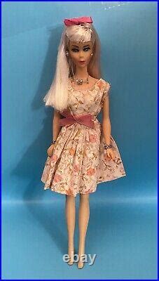 Vintage Barbie Doll Ooak Twist N Turn Platinum Blonde Green Eye Hair By