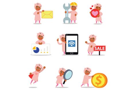 Set Of Character Naked Mole Rat Men Graphic By Cloudvector Creative Fabrica