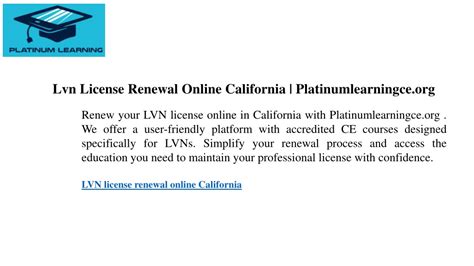 PPT - Lvn License Renewal Online California Platinumlearningce.org ...