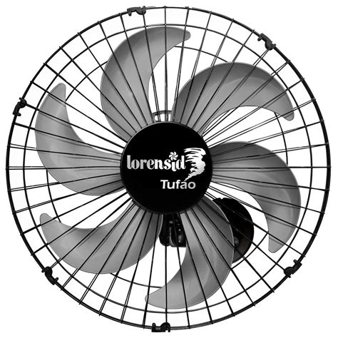 Ventilador De Parede Turbo Tuf O Cm W Bivolt Preto Loren Sid