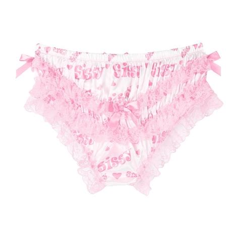 Men S Sissy Panties Satin Ruffled Lace Bikini Briefs Shiny Lingerie Underwear Ebay