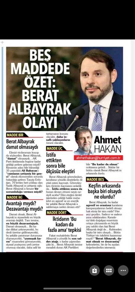 EHA Medya Ahmet Hakan dan dikkat çeken Berat Albayrak yazısı