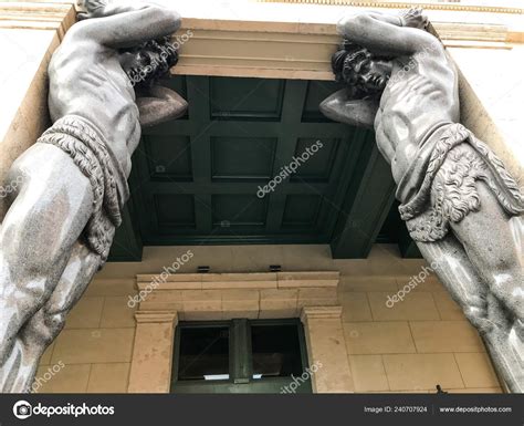 Statue of the Atlantean in building of New Hermitage in center of St ...