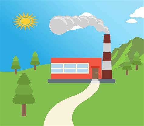 Premium Vector Power Station In The Countryside