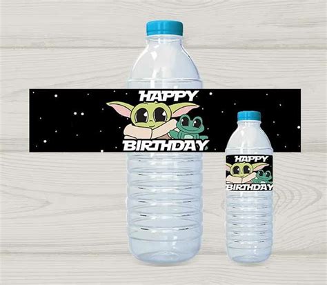 Baby Yoda Water Bottle Labels St Birthday Themes Star Wars