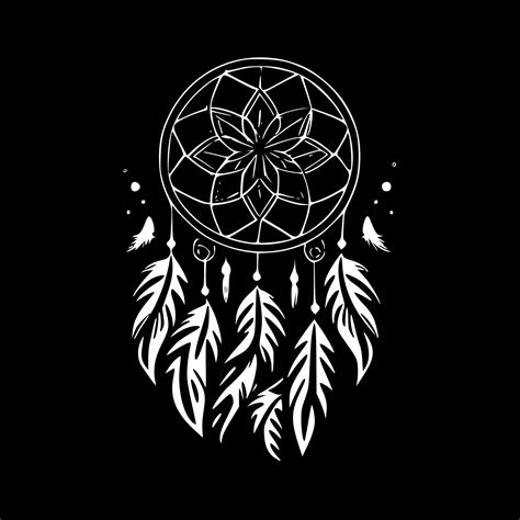 Dreamcatcher Black And White Isolated Icon Vector Illustration