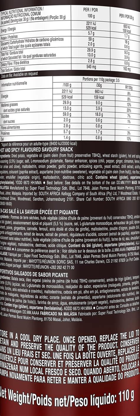 Pringles Savoury Snacks Salt Hot Spicy Flavoured