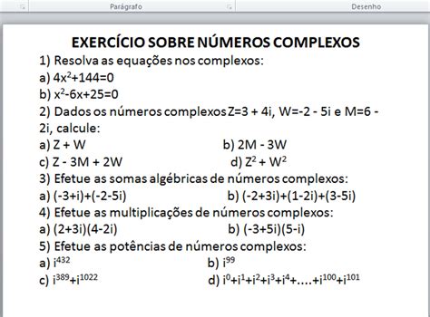 Blog Da Matem Tica Exercicio N Meros Complexos