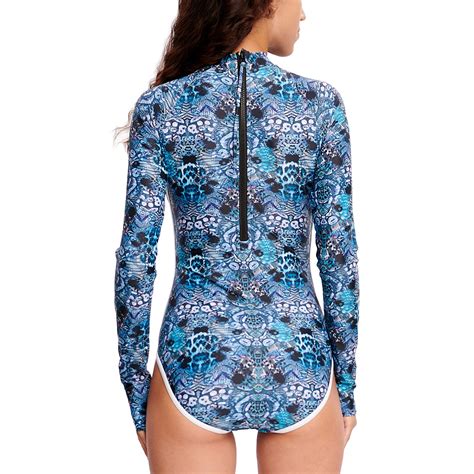 Beast Skin Art Long Sleeve One-Piece Swimsuit Rash Guard for Women - B