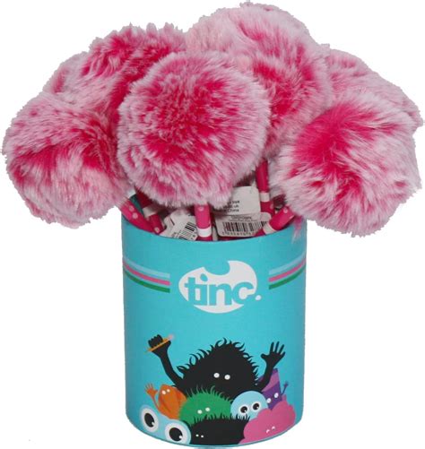 Tinc Fluffy Pom Pom Pen - Pink | Super Cute Set of 10 | Ballpoint Pen ...