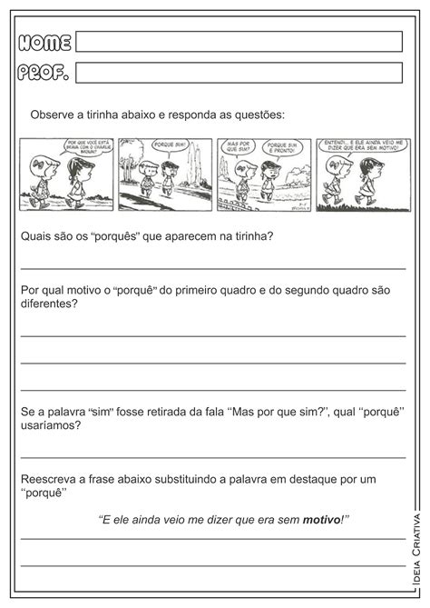 Atividades Sobre Os Porques - RETOEDU