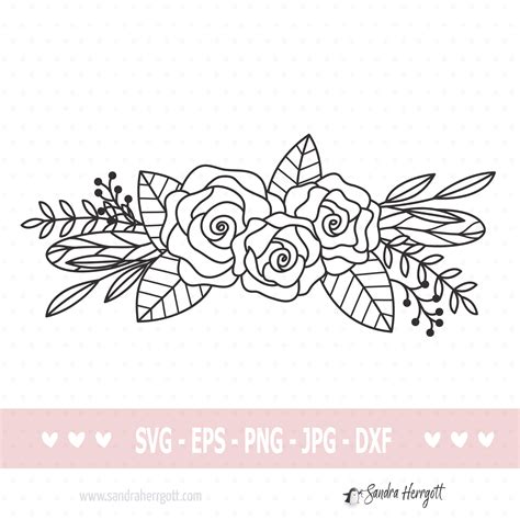 Flower Border Svg Floral Swag Svg Floral Border Svg Floral Etsy