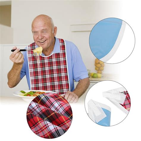 Adult Bib Washable Easy Adjustability Waterproof Apron Set For Eating