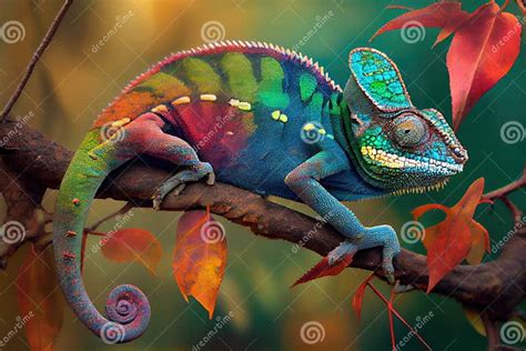 chameleon  tree branch changing colors  blend
