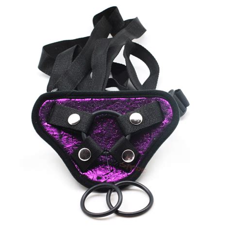 Smspade Black And Purple Rosey PU Strap On Harness For Strap On Dildo