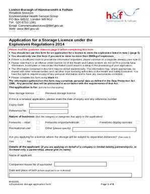 Application For A Storage Licence For Explosives Doc Template Pdffiller