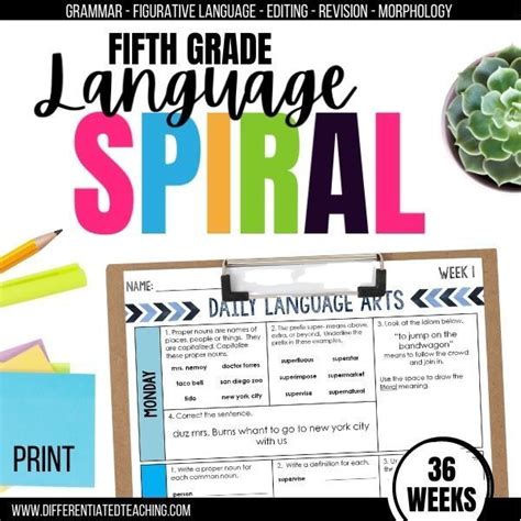 5th Grade Daily Language Spiral Review Differentiated Teaching With Rebecca Davies