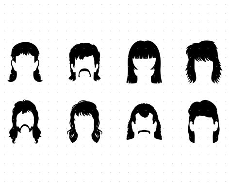 Mullet With Bangs Svg 80s Hairstyle Clipart 70s Hairstyle Png Dxf