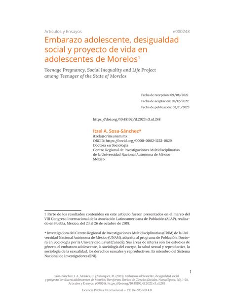 Pdf Embarazo Adolescente Desigualdad Social Y Proyecto De Vida En Adolescentes De Morelos