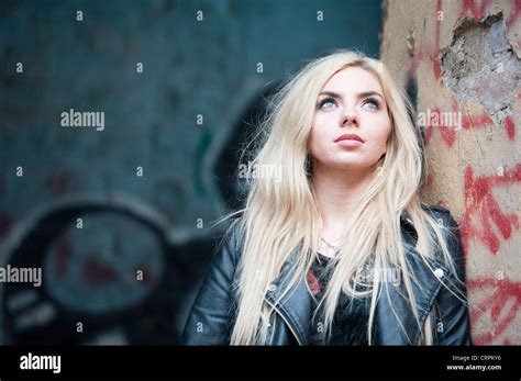 Blonde Woman Poses During A Photshoot In Tallinn Estonia Baltic States Stock Photo Alamy