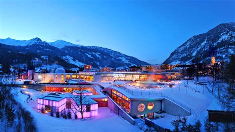 Lindner Alpentherme in winter, dusk, snow, mountain, lights, Switzerland wallpaper | other ...