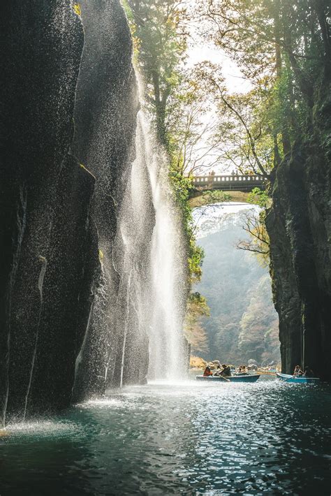 takachiho gorge  kyushu  beautiful waterfall  japan