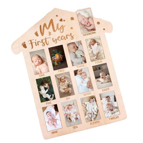 Fsthmty My First Year Photo Display Wood Board Baby S First Year Photo