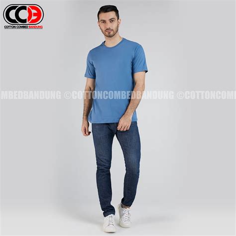 Jual Kaos Polos Lengan Pendek Steel Blue Cotton Combed 30s