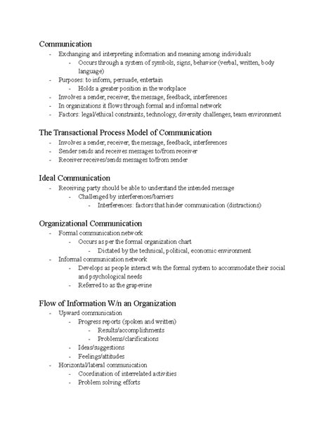 Establishing a Framework for Ch. 1 - Communication Exchanging and
