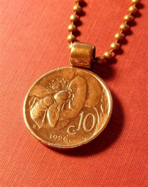 Italian coin jewelry, honey bee. italian coin necklace