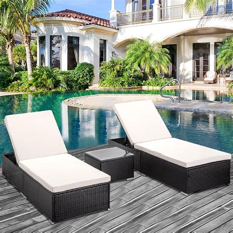 Patio Lounge Chairs Set of 2, Outdoor Chaise Lounges Chairs with with ...