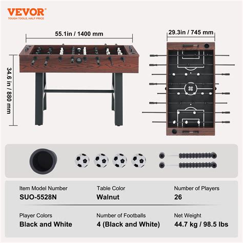 vevor foosball table   standard size foosball table indoor full