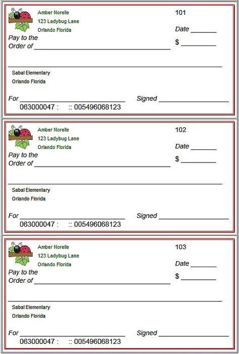 Blank checks template printable play checks for kids – Artofit