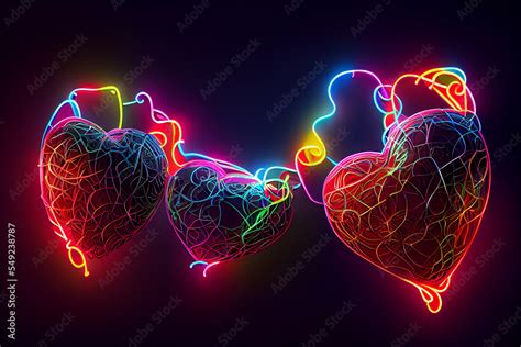 Heart illustration collection, love symbol icon set, neon heart ...