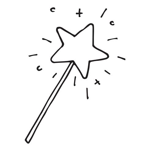 Vector Illustration In Doodle Flat Cartoon Style Magic Wand A