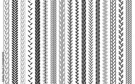 Plait And Braids Pattern Brush Set Of Braided Ropes Vector Illustration Stock Vector Adobe Stock