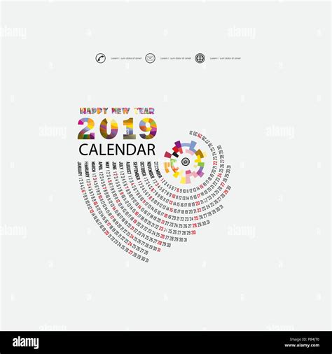 2019 Calendar Templatespiral Calendarcalendar 2019 Set Of 12 Months