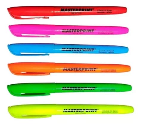 Caneta Marca Texto Kit 06 Cores Neon Masterprint MercadoLivre