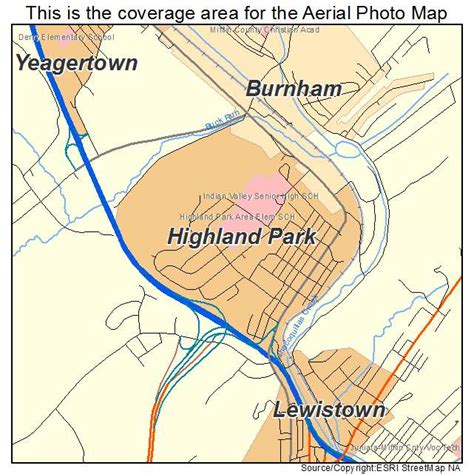Aerial Photography Map Of Highland Park Pa Pennsylvania