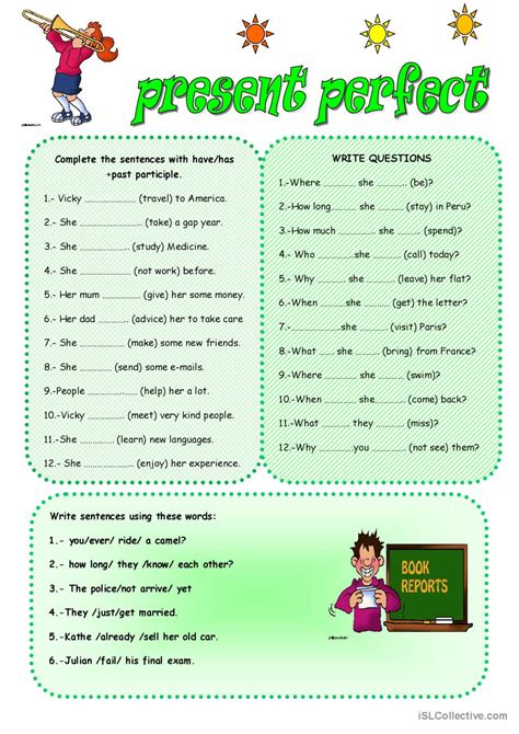 Present Perfect English Esl Worksheets Pdf And Doc