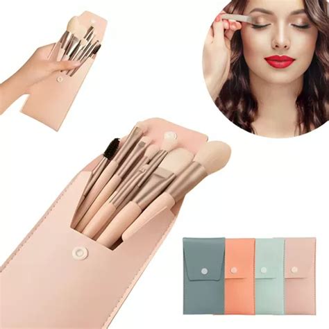 Kit Mini Pincéis De Maquiagem Estojo Para Viagem Bolsa Cor Nude MercadoLivre