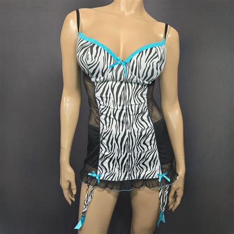 Y K Zebra Print Lingerie Slip Mini Dress With Garters C L Trashy Mcbling Emo Scene Gyaru Etsy