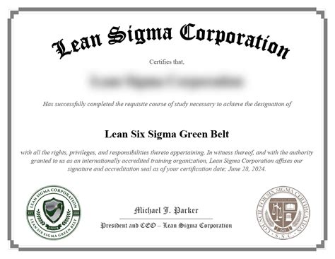 Lean Six Sigma Green Belt Certification Johnson Lean Sigma Corporation